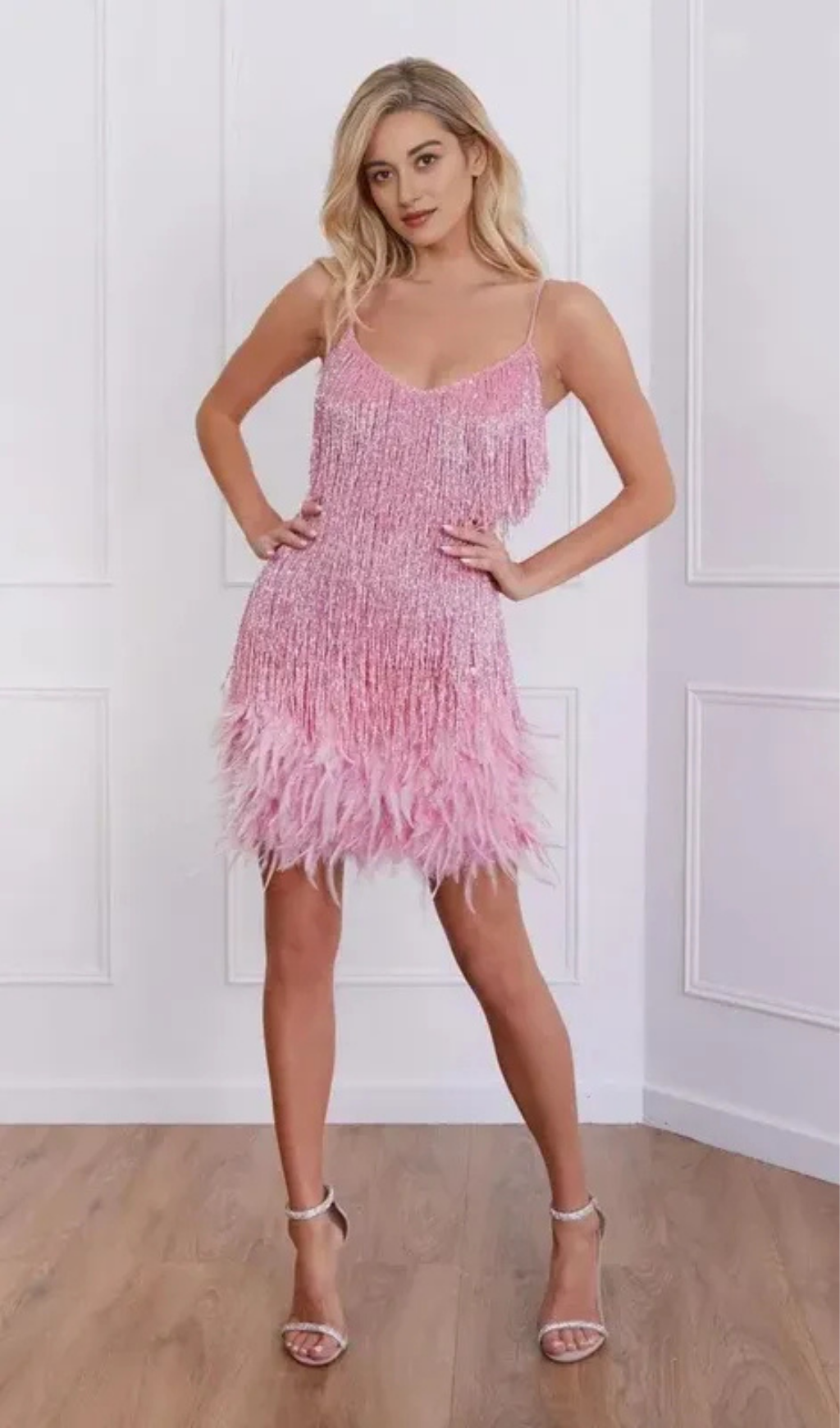 Damen Mini Cocktailkleid mit Spaghettiträgern | Festliches Abendkleid