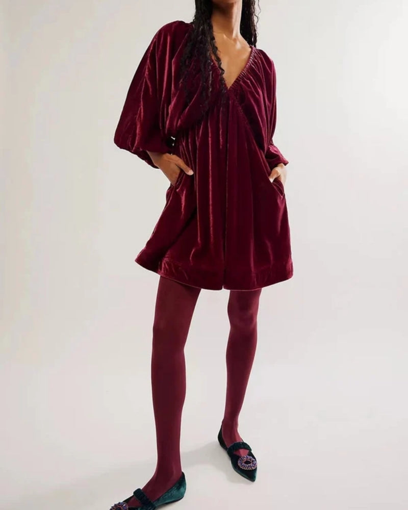 Damen-Minikleid – Kurz, langärmlig, geschlossen