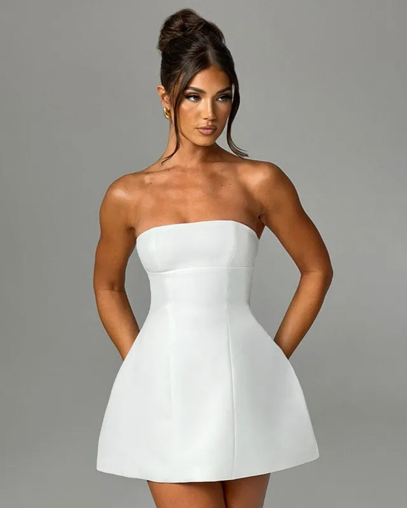 Damen-Minikleid - Trägerlos, Abend- und Freizeitkleid