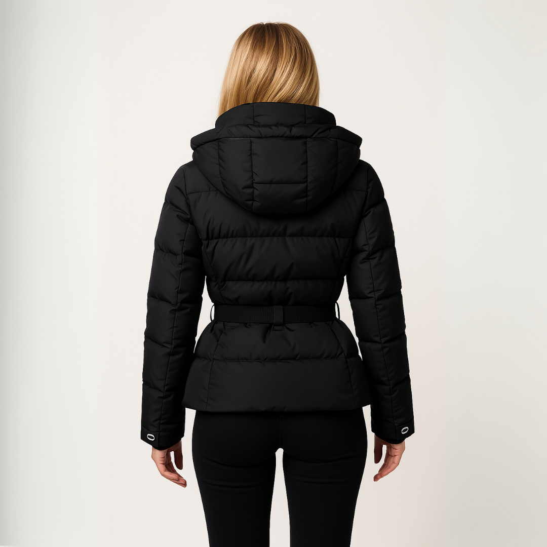 Damen Pufferjacke – Gesteppte Jacke mit Gürtel und Kapuze