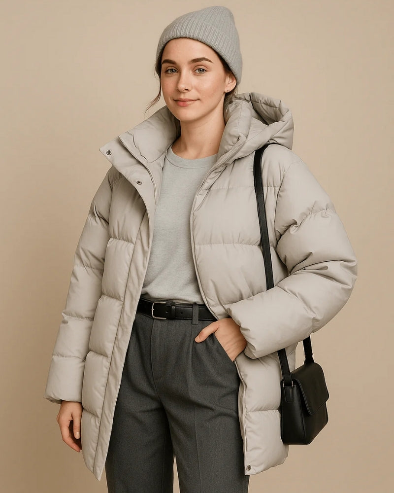 Damen Pufferjacke – Oversize Winterjacke mit Kapuze und wasserabweisender Oberfläche