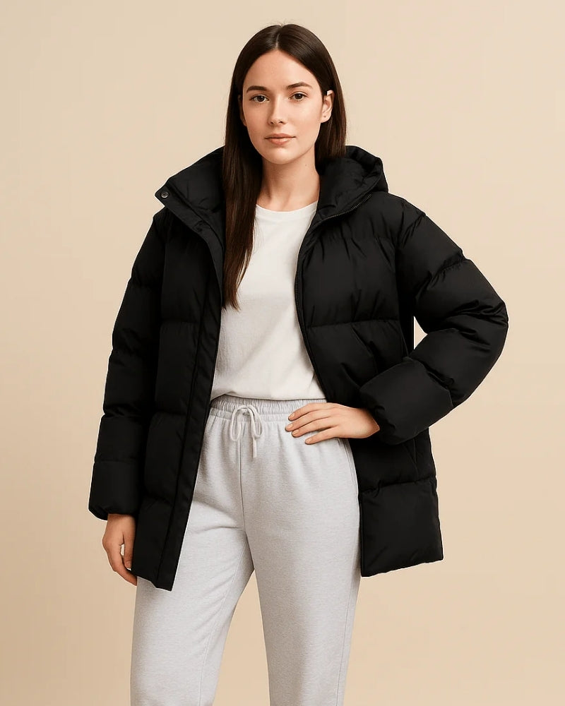 Damen Pufferjacke – Oversize Winterjacke mit Kapuze und wasserabweisender Oberfläche