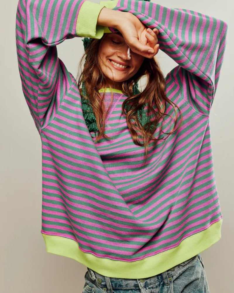 Damen Pullover in Übergröße – Modernes Streifendesign