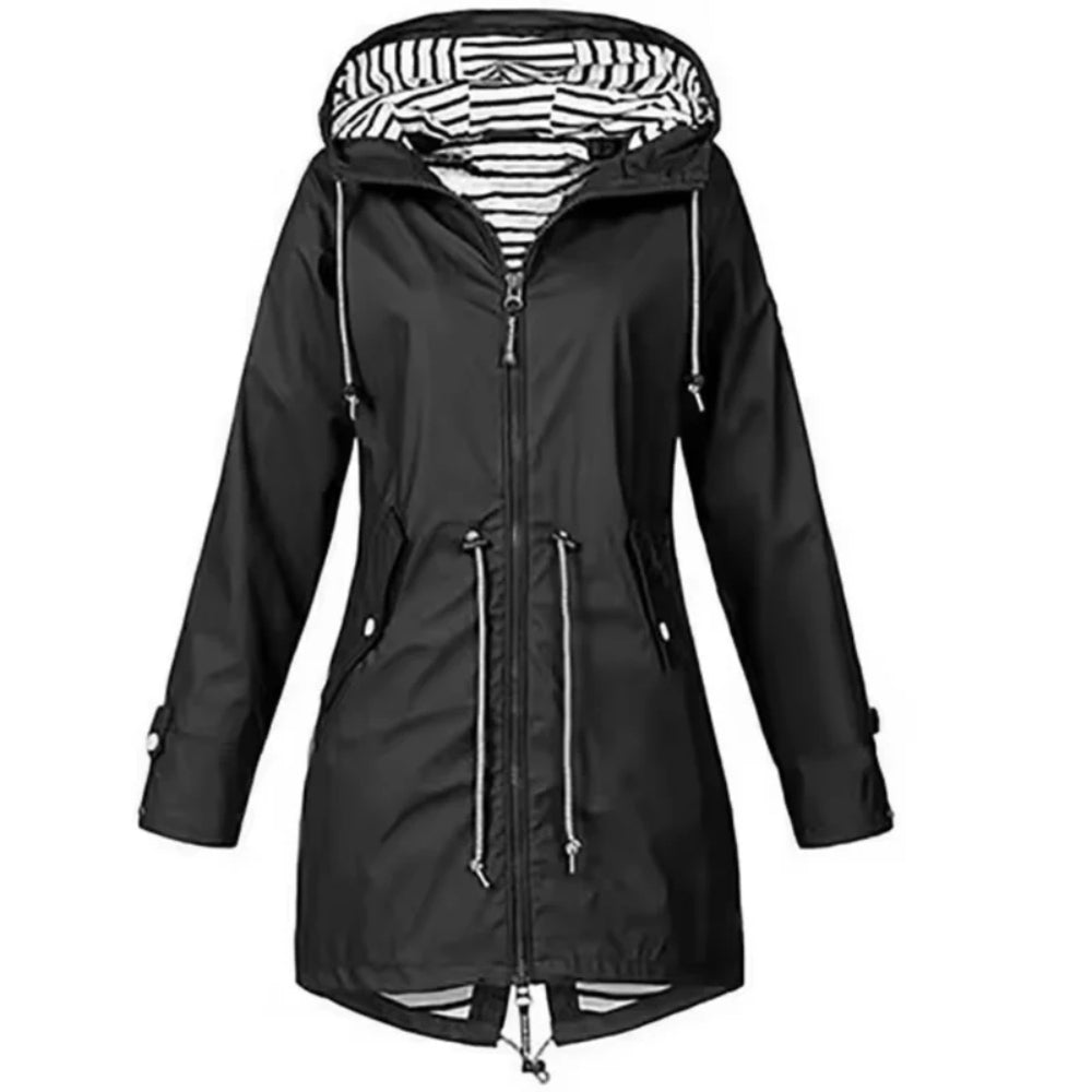 Stylischer Windbreaker Damen Regenmantel - Leichte wasserdichte Jacke mit Kapuze