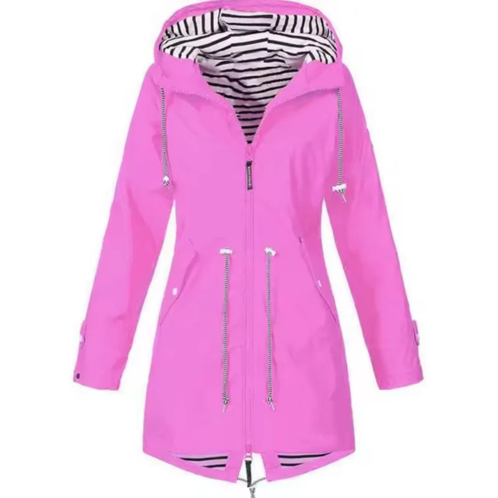 Stylischer Windbreaker Damen Regenmantel - Leichte wasserdichte Jacke mit Kapuze