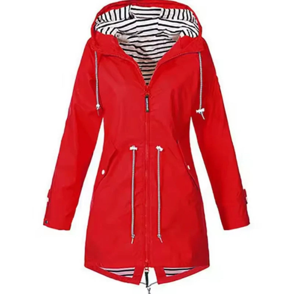 Stylischer Windbreaker Damen Regenmantel - Leichte wasserdichte Jacke mit Kapuze