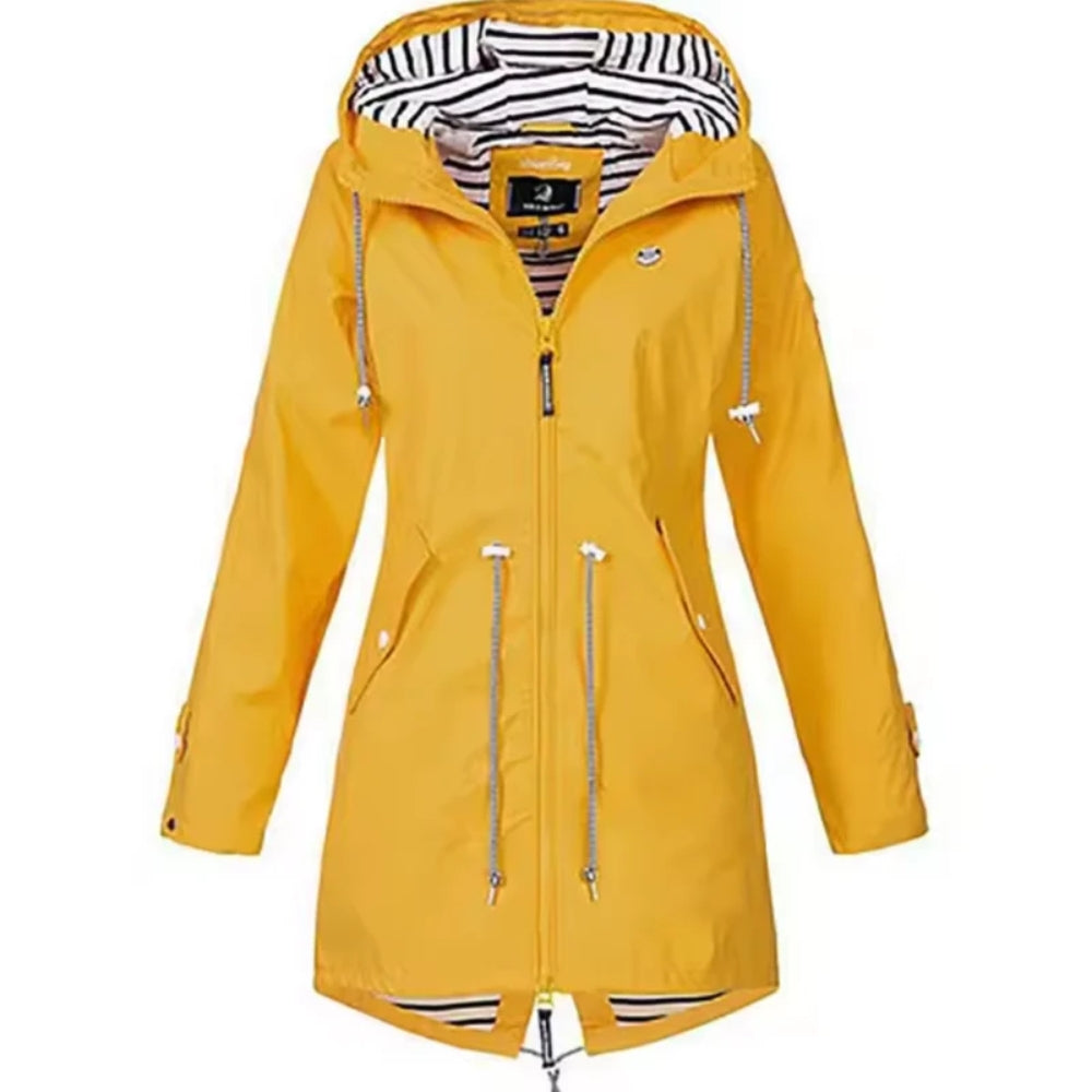 Stylischer Windbreaker Damen Regenmantel - Leichte wasserdichte Jacke mit Kapuze