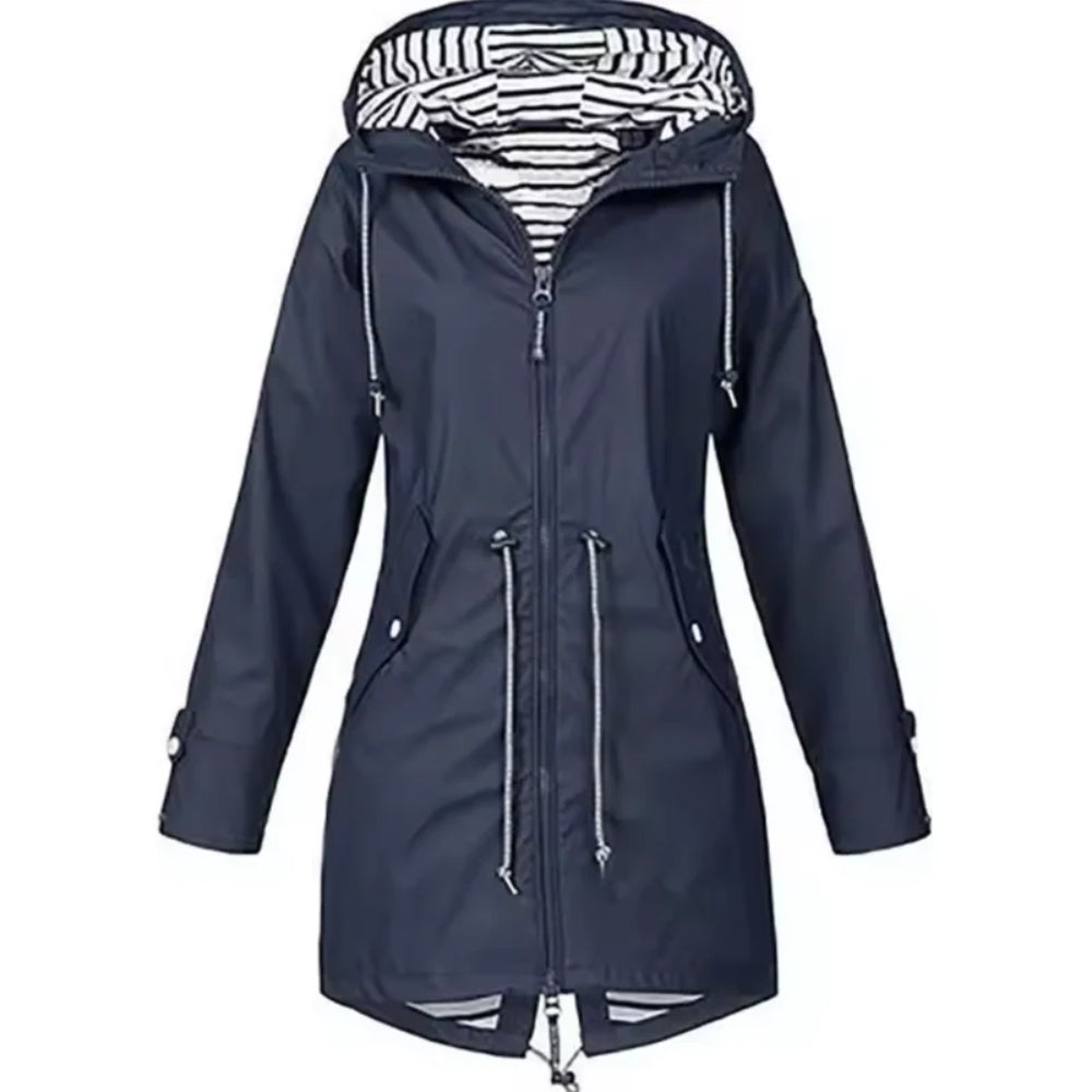 Stylischer Windbreaker Damen Regenmantel - Leichte wasserdichte Jacke mit Kapuze