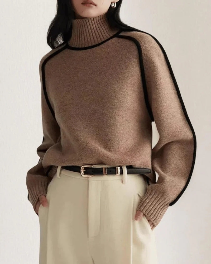 Damen-Rollkragenpullover - Langärmeliges Figurbetontes Top