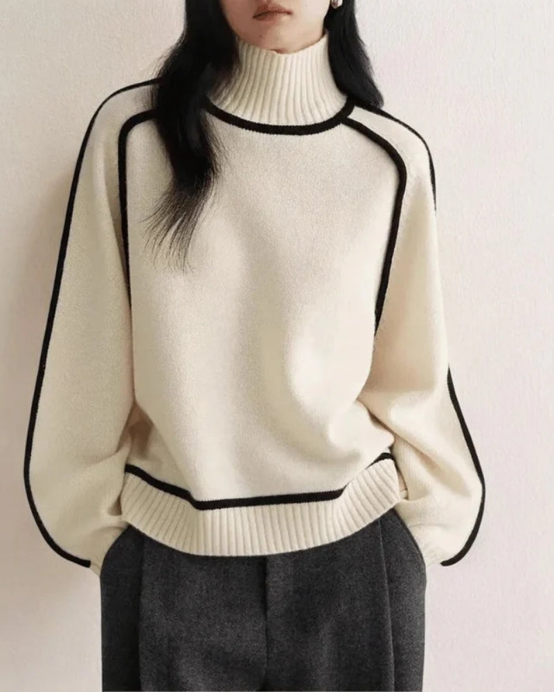 Damen-Rollkragenpullover - Langärmeliges Figurbetontes Top