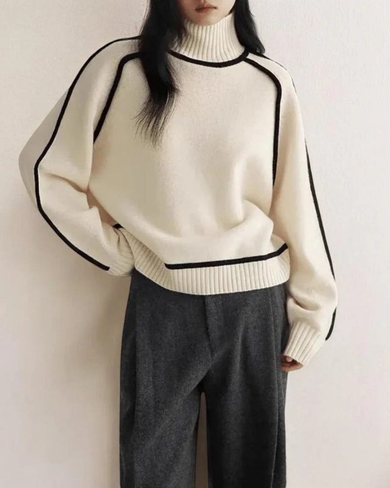 Damen-Rollkragenpullover - Langärmeliges Figurbetontes Top