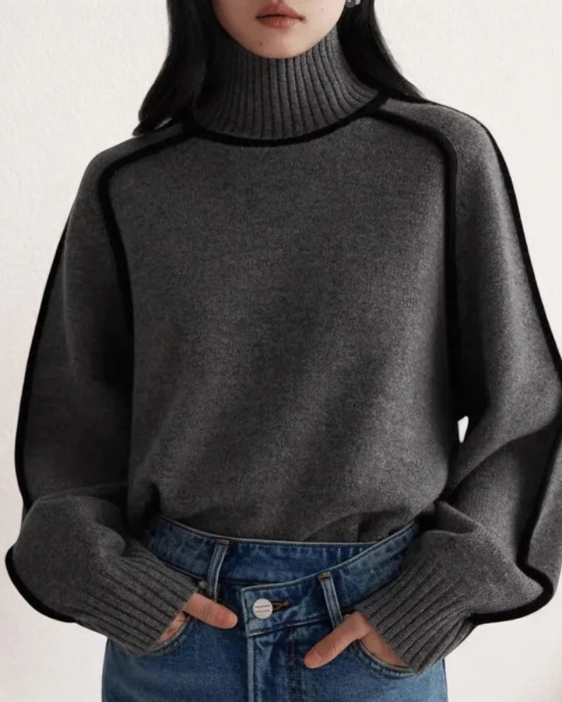Damen-Rollkragenpullover - Langärmeliges Figurbetontes Top