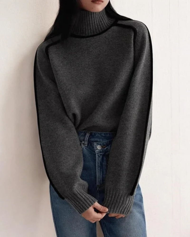 Damen-Rollkragenpullover - Langärmeliges Figurbetontes Top