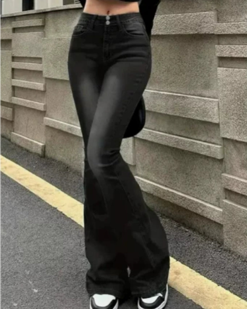 Damen Schlagjeans mit hohem Bund – Klassischer Schnitt mit moderner Ausstrahlung