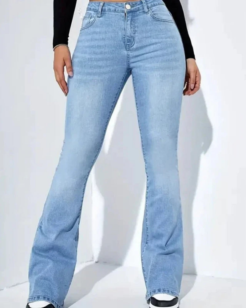 Damen Schlagjeans mit hohem Bund – Klassischer Schnitt mit moderner Ausstrahlung