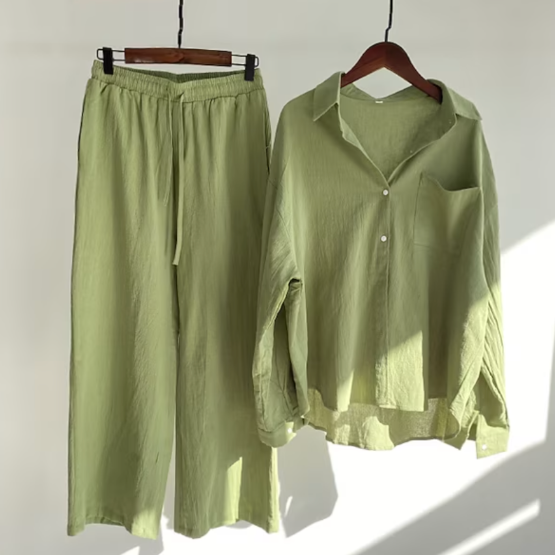 Damen Sommer Zweiteiler | Bluse und Hose Set