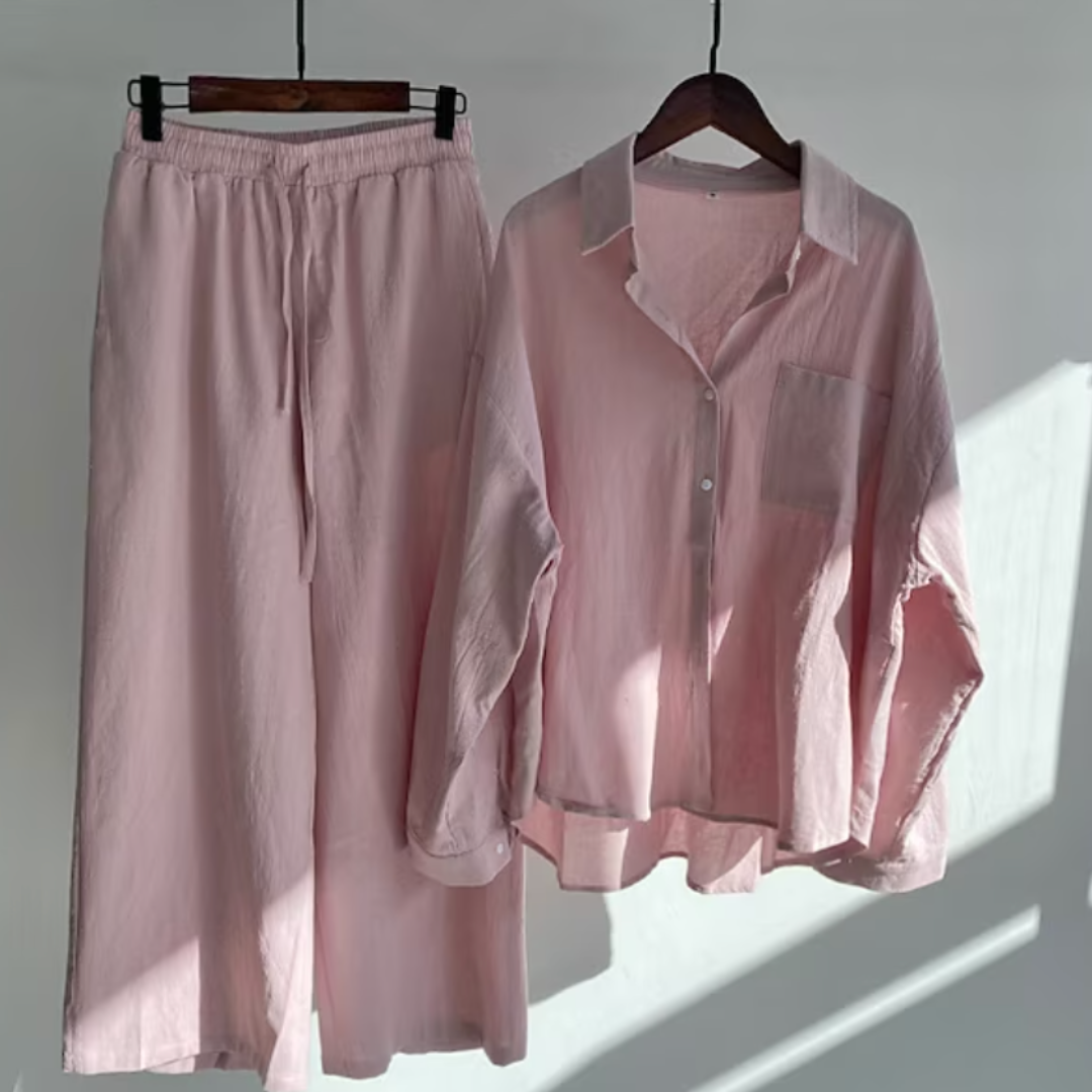 Damen Sommer Zweiteiler | Bluse und Hose Set