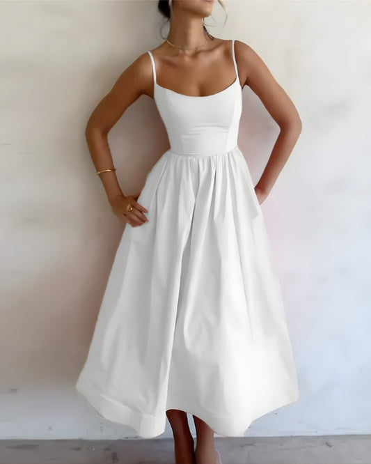 Damen Sommerkleid mit Spaghettiträgern | Midi