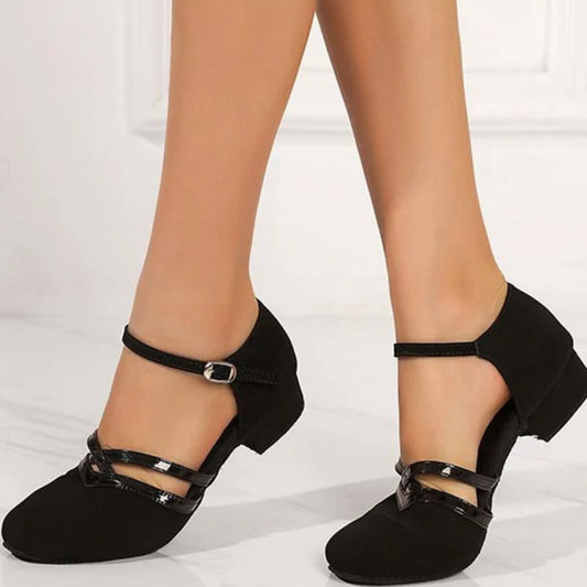 Damen Tanzschuhe - Niedriger Absatz Runde Zehe mit Riemen