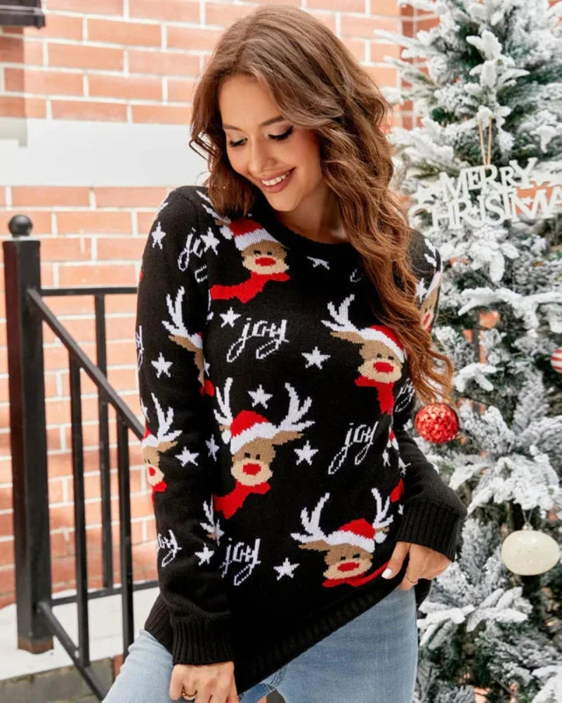 Damen-Weihnachtspullover – Roter Strickpullover für die Festtage