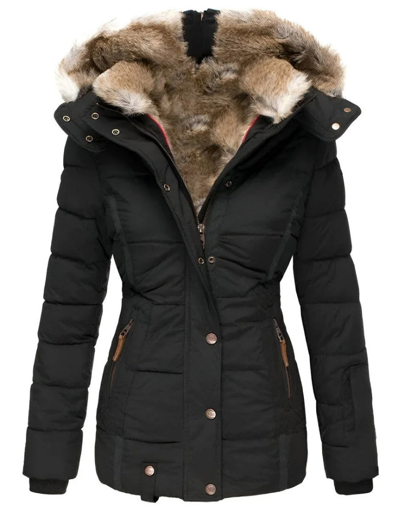 Damen Winterjacke – Figurbetonter Mantel mit Kapuze und Steppdesign