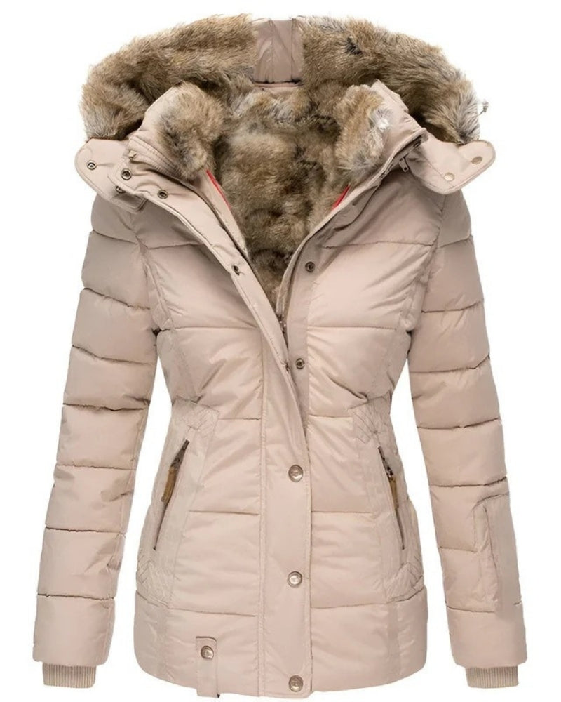 Damen Winterjacke – Figurbetonter Mantel mit Kapuze und Steppdesign