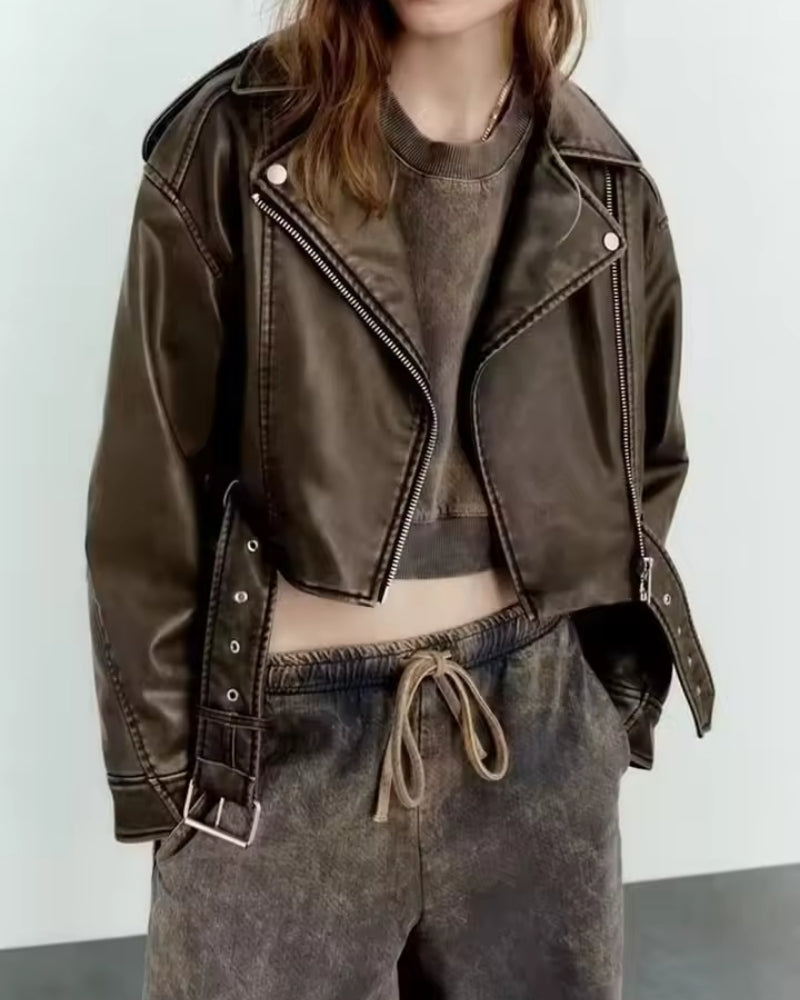 Damen-Winterjacke mit Gürtel und Reißverschluss – Moderner Stil für jeden Tag