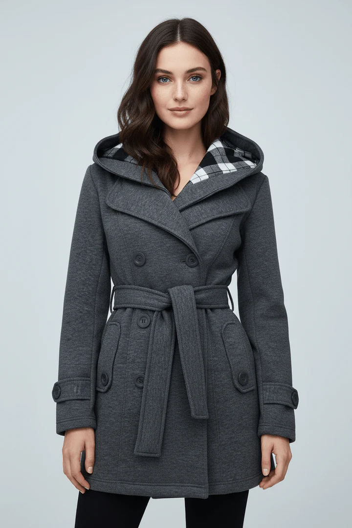 Damen Winterjacke – Klassischer Kapuzenmantel mit Vielseitigem Gürtel für die Wintersaison