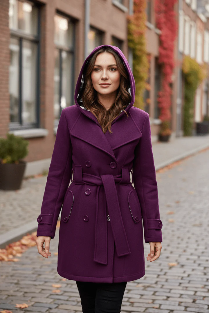 Damen Winterjacke – Klassischer Kapuzenmantel mit Vielseitigem Gürtel für die Wintersaison
