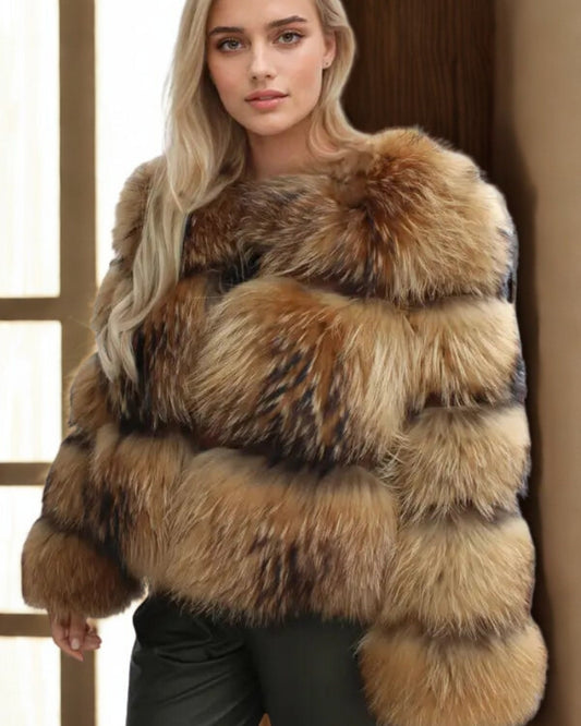 Damen Winterjacke – Langer Mantel mit modischem Kunstpelzdesign