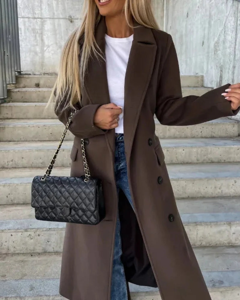 Damen Winterjacke – Langer Zweireiher im Urbanen Stil