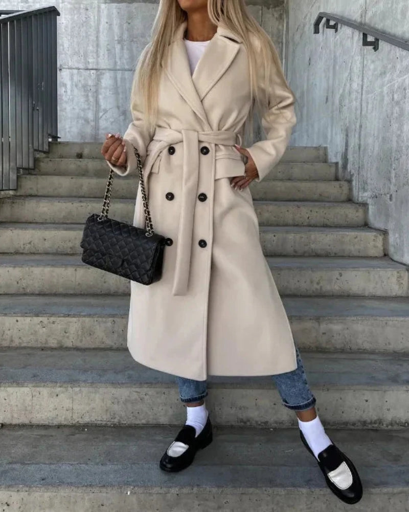 Damen Winterjacke – Langer Zweireiher im Urbanen Stil