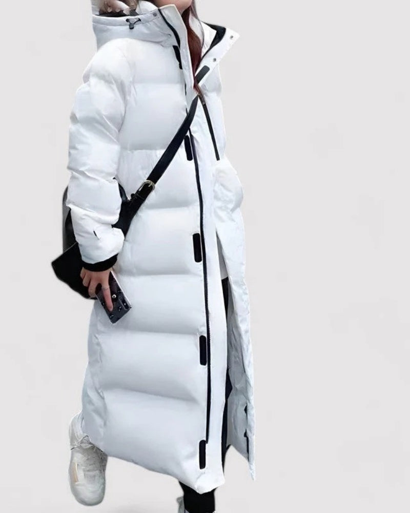 Damen Winterjacke Mantel – Langer Puffer für den Winter mit Kapuze und Steppdesign
