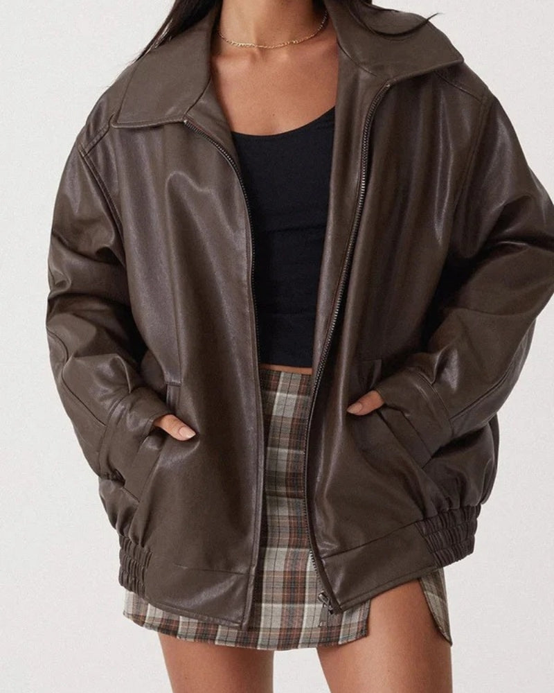 Damen Winterjacke – Oversized Design mit Reißverschluss und elastischen Bündchen