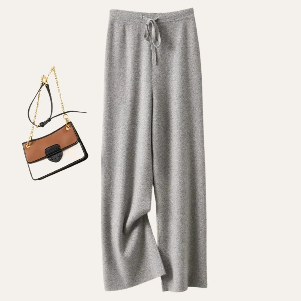Damen Wollhose aus 100% Merinowolle – Weite Wide-Leg Hose für Herbst und Winter