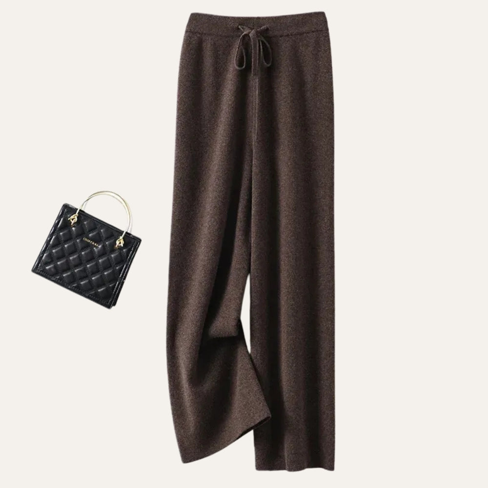 Damen Wollhose aus 100% Merinowolle – Weite Wide-Leg Hose für Herbst und Winter