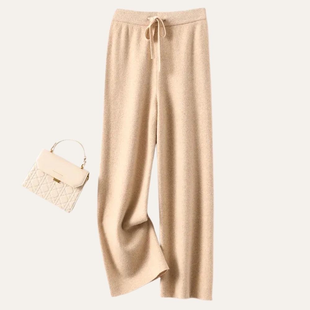 Damen Wollhose aus 100% Merinowolle – Weite Wide-Leg Hose für Herbst und Winter