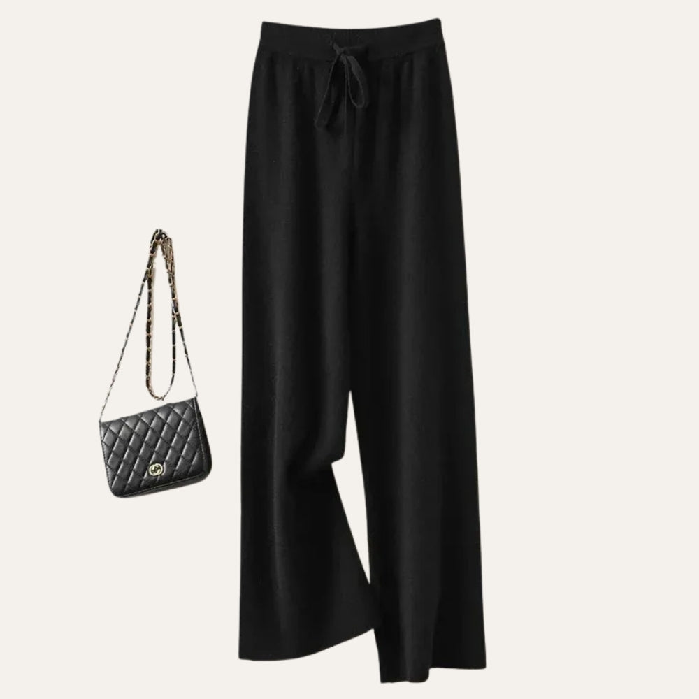 Damen Wollhose aus 100% Merinowolle – Weite Wide-Leg Hose für Herbst und Winter