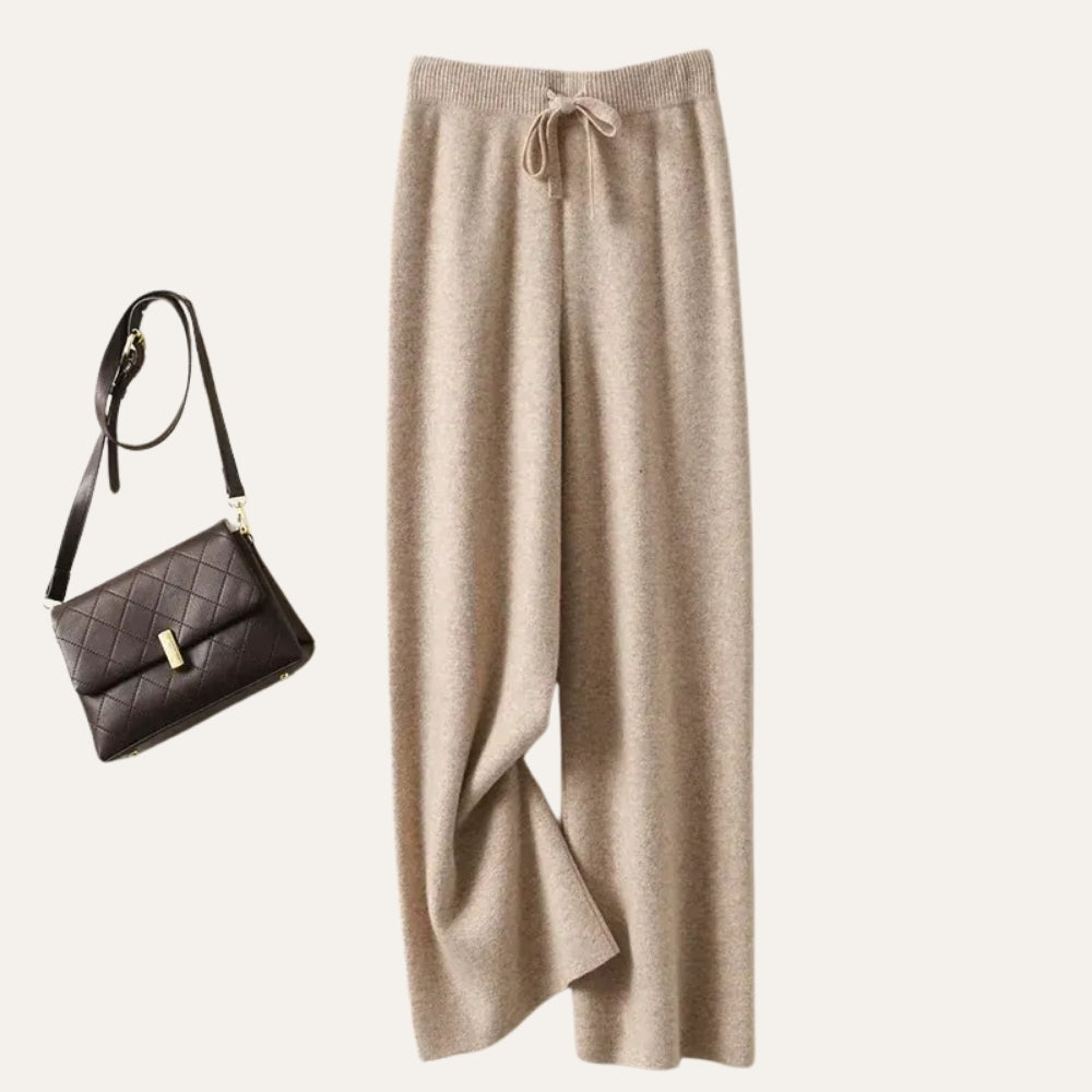 Damen Wollhose aus 100% Merinowolle – Weite Wide-Leg Hose für Herbst und Winter