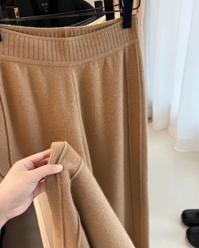 Damen Wollhose 100% Merinowolle – Weiche Strickhose für Herbst und Winter
