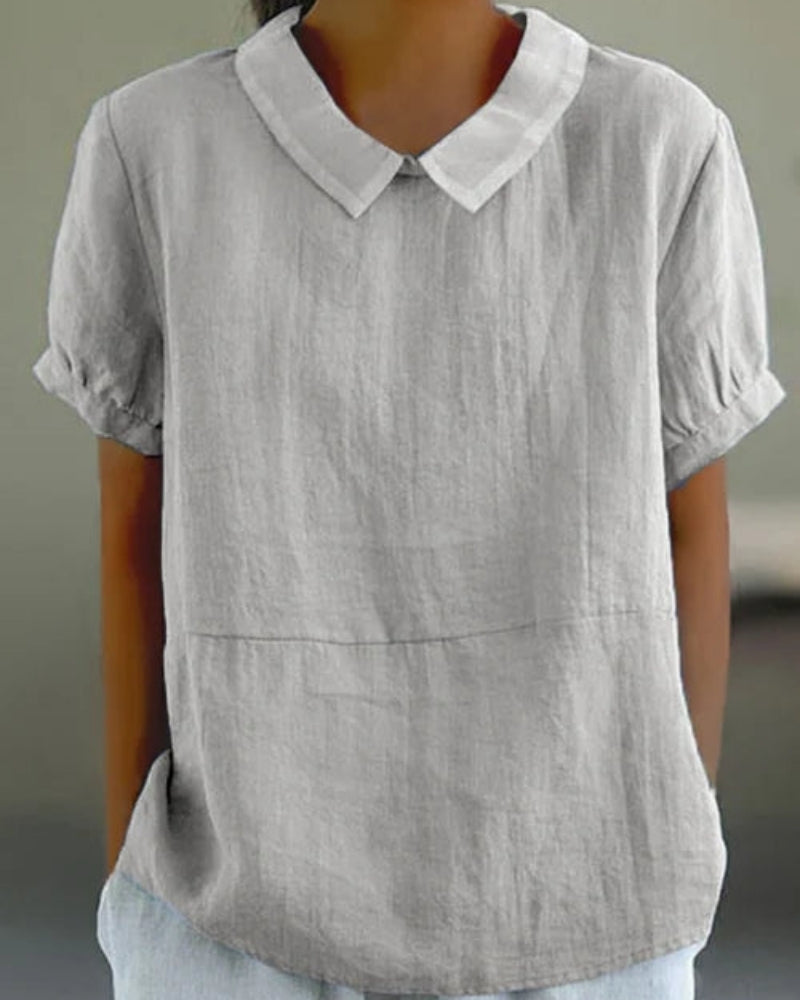 Damenbluse mit klassischem Kragen und kurzen Ärmeln – Vielseitige Bluse für den Alltag