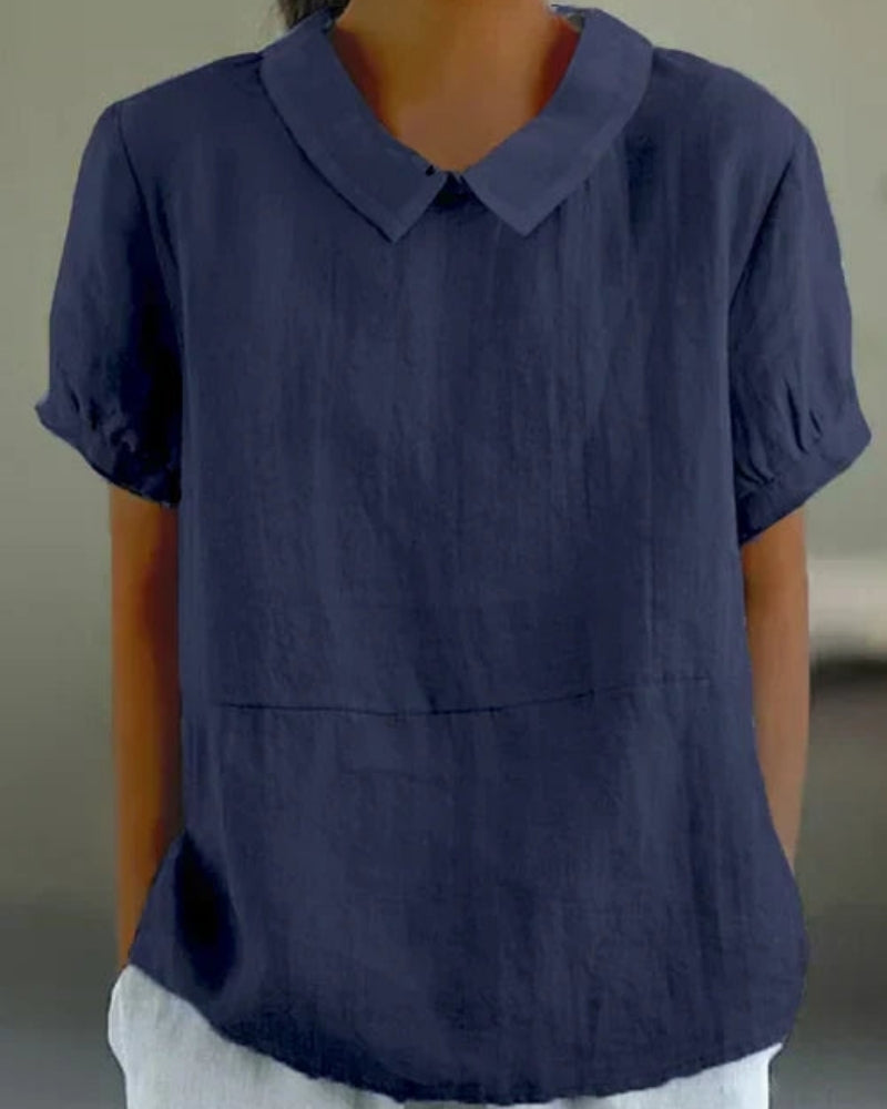 Damenbluse mit klassischem Kragen und kurzen Ärmeln – Vielseitige Bluse für den Alltag