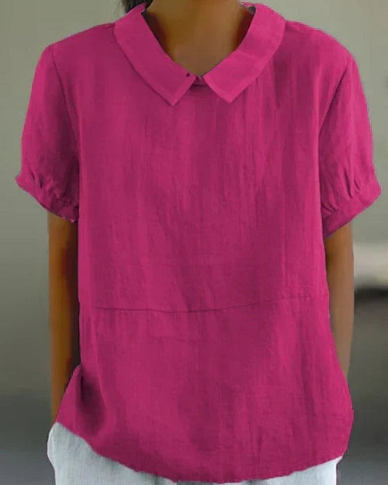 Damenbluse mit klassischem Kragen und kurzen Ärmeln – Vielseitige Bluse für den Alltag
