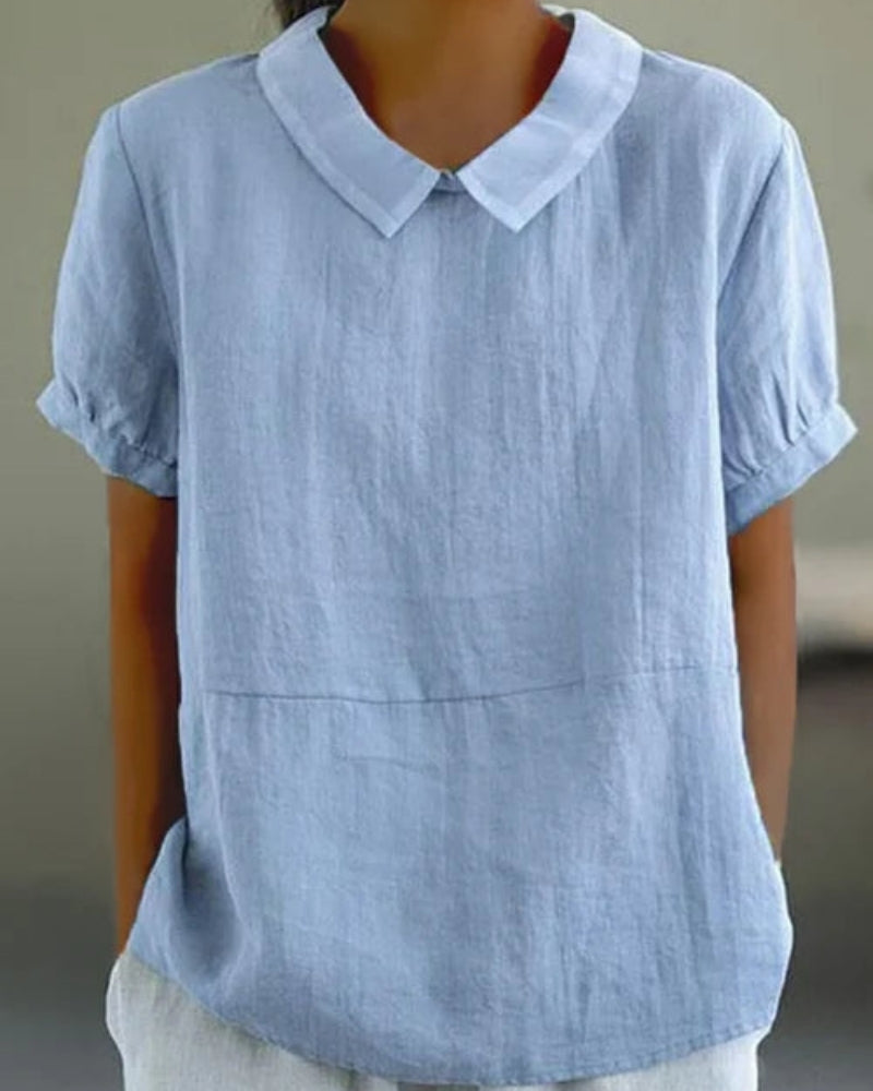 Damenbluse mit klassischem Kragen und kurzen Ärmeln – Vielseitige Bluse für den Alltag