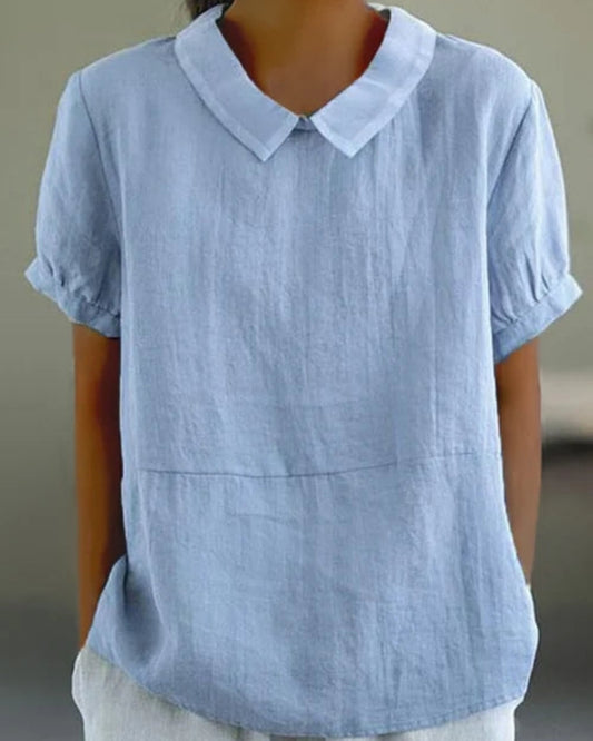Damenbluse mit klassischem Kragen und kurzen Ärmeln – Vielseitige Bluse für den Alltag