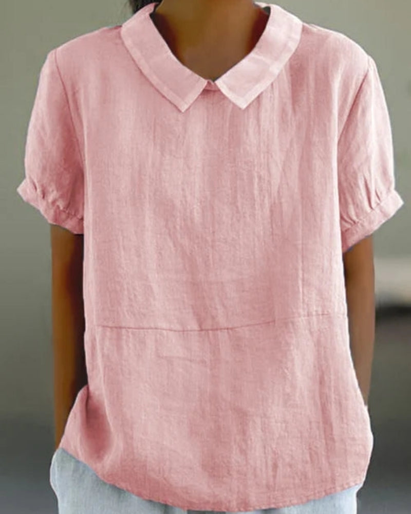Damenbluse mit klassischem Kragen und kurzen Ärmeln – Vielseitige Bluse für den Alltag