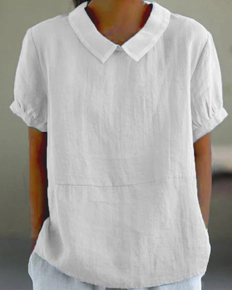 Damenbluse mit klassischem Kragen und kurzen Ärmeln – Vielseitige Bluse für den Alltag