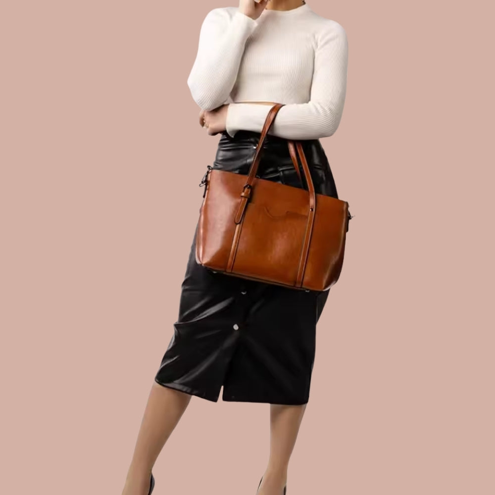 Damenhandtasche -Doppelgriff-Design mit abnehmbarem Riemen