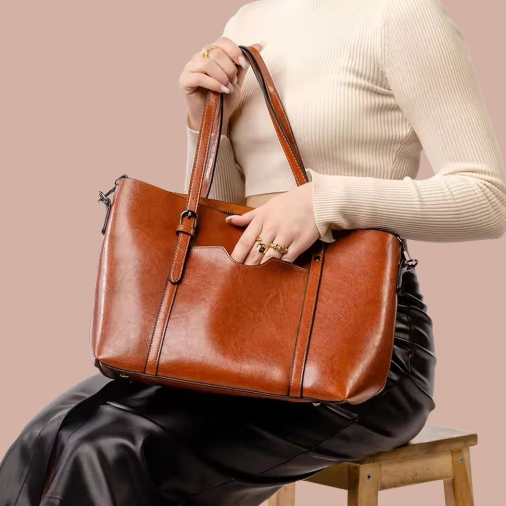 Damenhandtasche -Doppelgriff-Design mit abnehmbarem Riemen