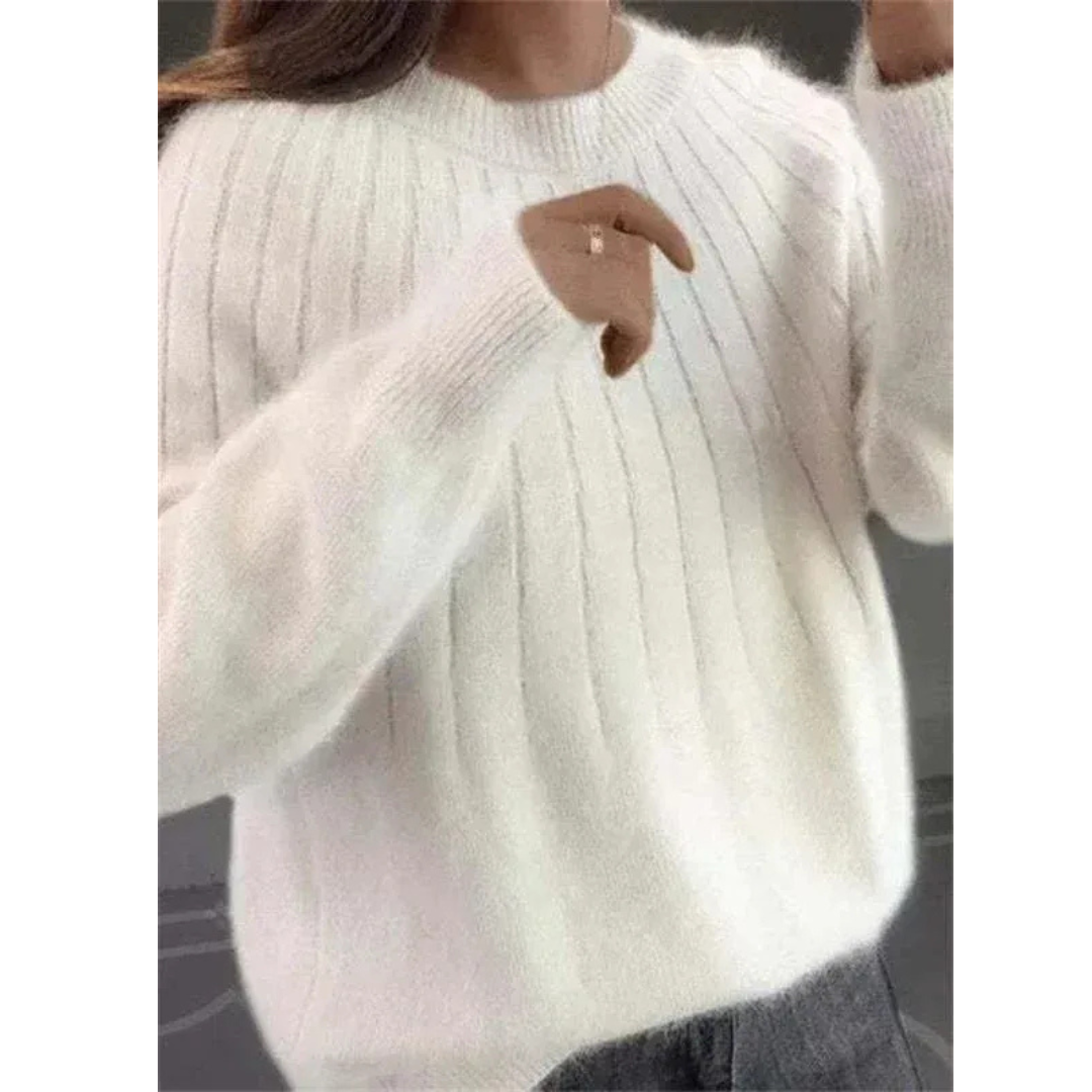 Damenpullover – Elastischer Strickpullover mit Rundhalsausschnitt und Lockerem Schnitt